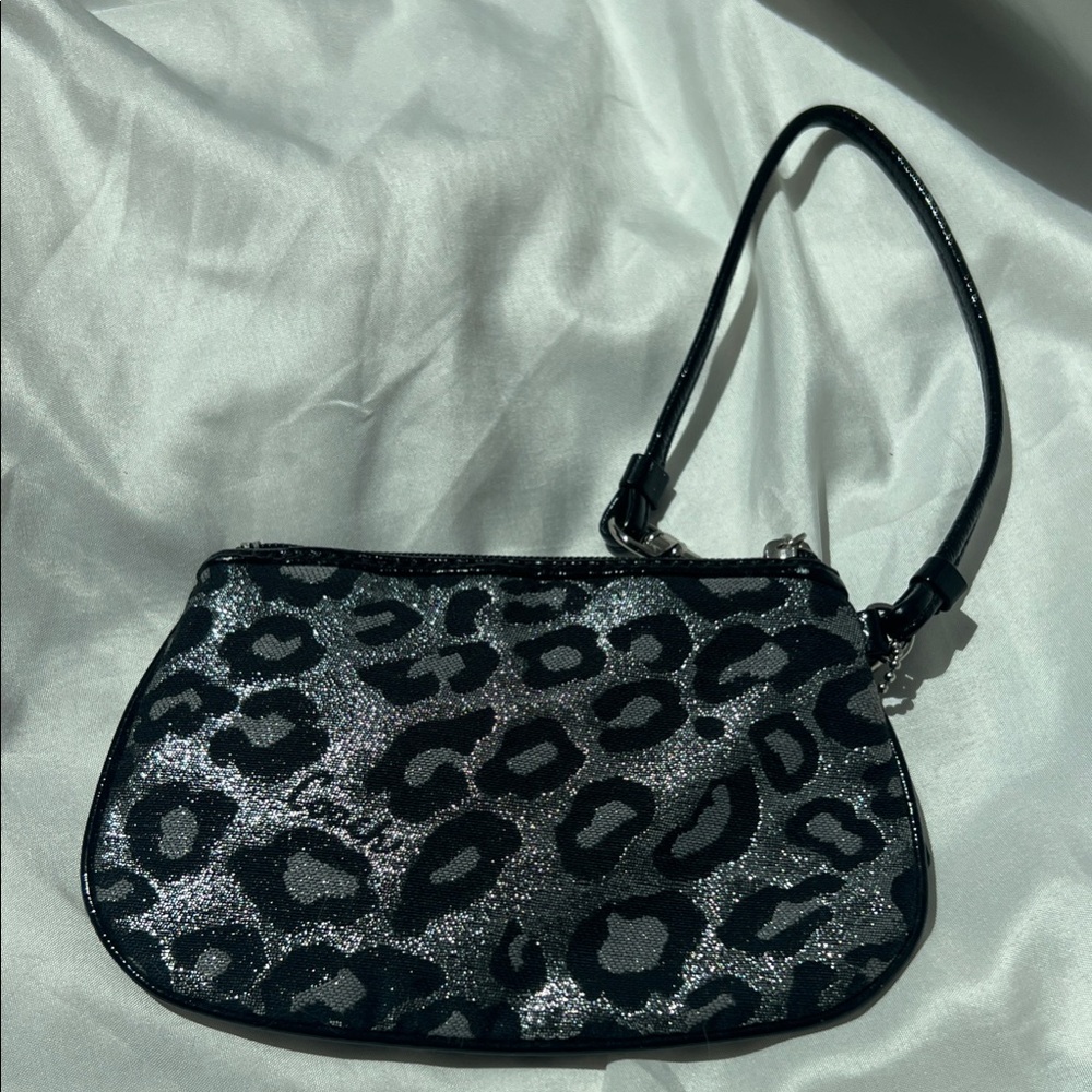 Coach Leopard Print Black and Silver Women's Wristlet
